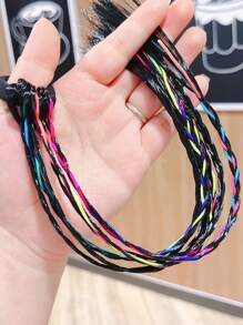 1 pezzo Parrucca con treccia intrecciata per donne, accessorio per capelli con corda colorata annodata in stile box braid, fascia elastica per capelli (il colore della corda è casuale)