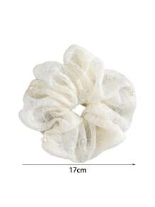 1pc French Faux Pearl Coil Hair Scrunchie, Solid Color High Elasticity Hair Ties, Ponytail Accessories, Lace Hair Bows, Hair Accessory ,Hair Accessories