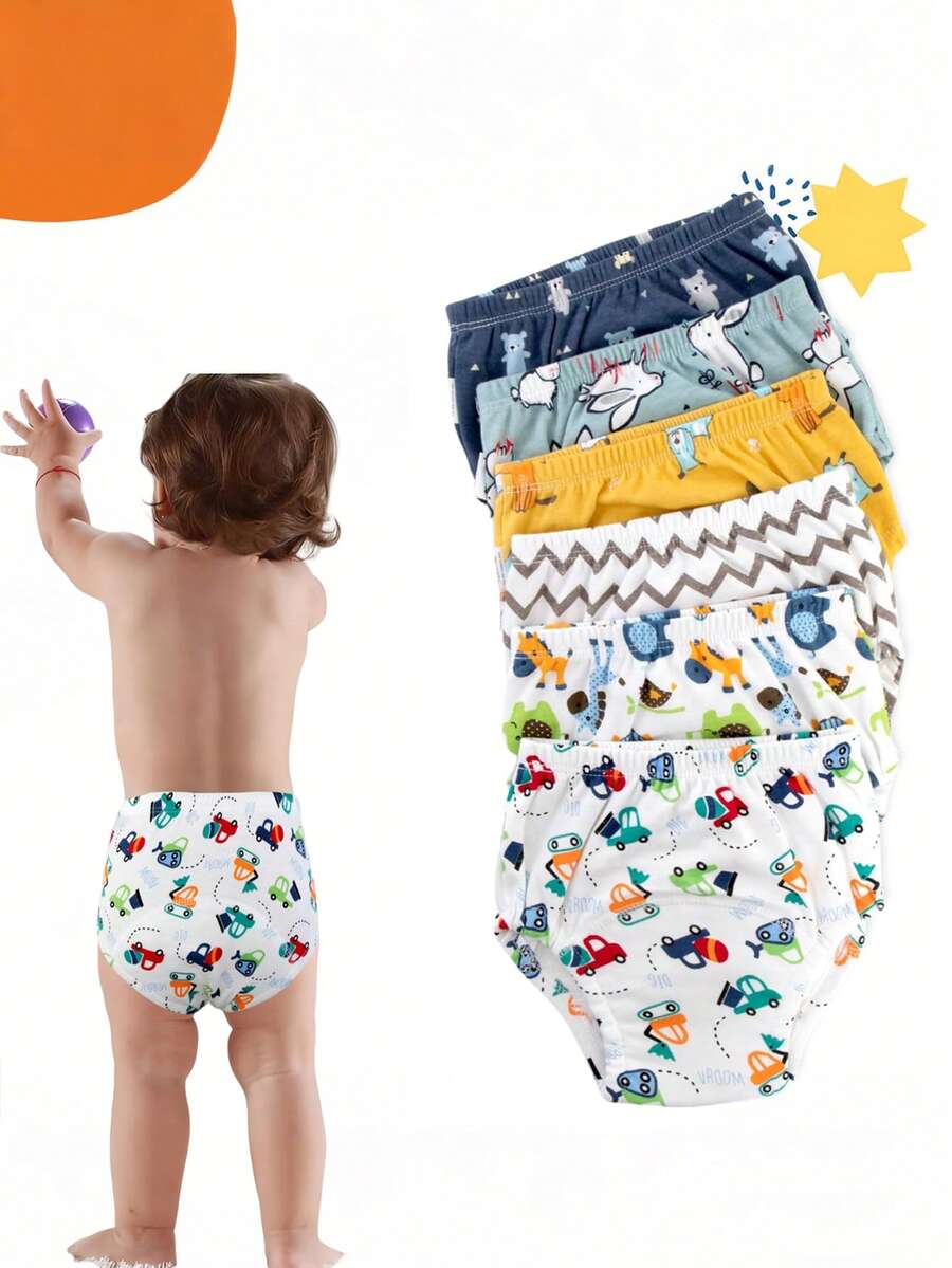 3/6pcs Newborn Potty Training Pants, Washable Toilet Training Underwear For Boys And Girls, 6-Layer Breathable All-Season Baby Cloth Diapers, Leak-Proof Absorbent Reusable Diaper Panties, Suitable For Baby Boys And Girls, Multiple Combinations, Essential Baby Items - Multicolor - View 1