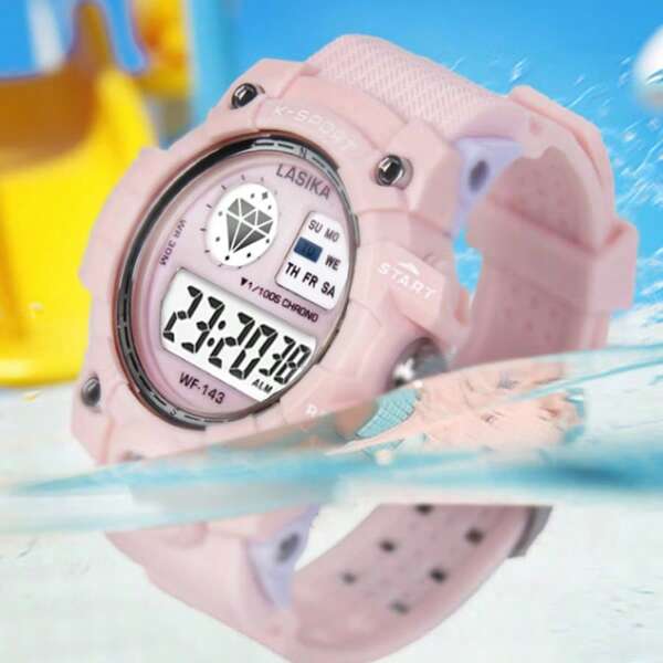 LASIKA ساعة رياضية مقاومة للماء مع توقيت السباحة للنساء، تصميم بسيط عصري، ساعة طالبة زهرية، هدية للبنات، هدية عيد ميلاد للبنات