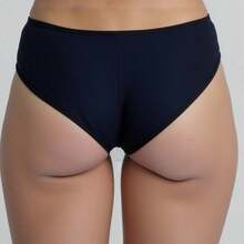 Panty Básico de Algodón con Moño Decorativo - Corte Bikini - Azul Marino - Ver 2