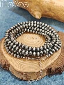 60 Inch!! Women's Retro European & American Bohemian Style Beaded Necklace, Casually Twisted, Full Turquoise Beads Won't Fade, Suitable For Daily Wear