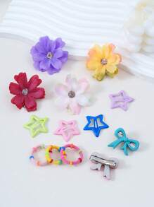 805pcs Girls Colorful Bow Hair Clips, Simple Elastic Hair Bands, Fashionable School Style Hair Accessories, Vibrant & , Suitable For Girls, Birthday Gifts, Party Decorations