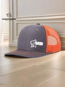 1 Piece Adjustable Dad Hat Truck Driver Baseball Cap, Printed With "NASH" Fish Pattern - Lightweight, Breathable, Suitable For Daily Leisure And Outdoor Sports - Ideal Father'S Day Gift, Casual Headwear, Camping, Picnic, Sports Cap