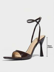 Women's High Heel Sandals, Suitable For All Seasons, Outdoor, Night Party, Fashion, Celebrity, High-End Banquet, Pointed Toe, Party, Holiday, Luxurious, Sexy PU Leather Mule Shoes With Ankle Strap, Comfortable Material, Elegant Coffee Brown,Stiletto Heels - Coffee Brown - View 8