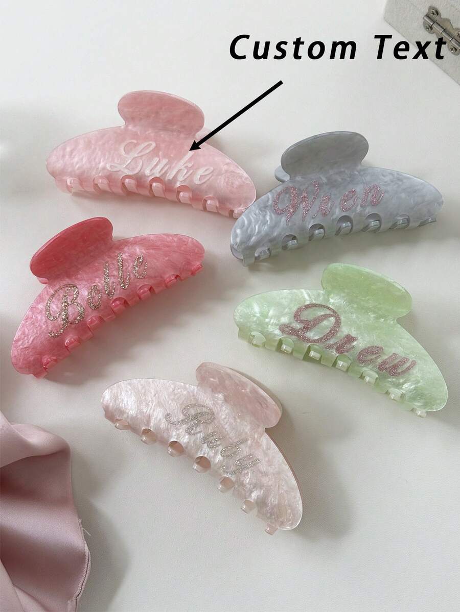 Custom Large Hair Claw Clips For Women Personalized Name Acetate Hair Clips For Thick Thin Hair Bridesmaid Gifts, Wedding & Valentine's Day Hair Accessories For Girls, School Supplies, Back To School, School Gift, For Office, For School, For Colleague, For Dorm Rooms, For Teacher, For Boys And Girls, For Teenagers, Junior High School Students, Middle School Students