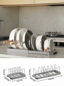 1 pieza Organizador de cocina expandible con estante para tapa de olla, soporte para utensilios, tazón, plato, estante, bandeja, rejilla de escurrido y cajón deslizable - Solución de almacenamiento ahorradora de espacio, ideal para almacenamiento y organización de cocinas de hogar y restaurante - Multicolor - Ver 6