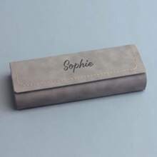Customized Leather Eyeglass Case - Groomsmen Gift, Travel Leather Accessory, Unisex Sunglasses Case, Coworker Gift, Leather Eyeglasses Pouch, Mother's Day Gift, Dad & Mom Gift, Customized Classic Vegan Leather Eyeglass Case - Modern & Vintage Eyeglasses, Personalized Gift For Anniversary, Birthday, Christmas