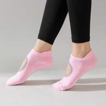 3pcs/6pcs Women's Pilates Anti-Slip Socks, Yoga Socks, With Anti-Slip Strips, Open Anti-Slip Socks, Suitable For Ballet And Barefoot Fitness