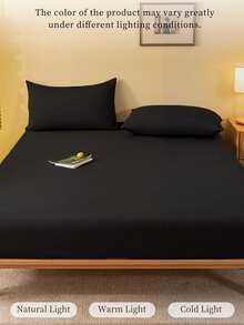 1 pieza Sábana ajustada sólida, Ropa de cama, Protector de colchón, Cubrecama, Sábana, Textil para el hogar acogedor, Protector de colchón transpirable y antipelusas, Cubrecama minimalista, Decoración del hogar en múltiples colores