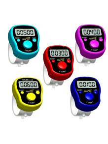Contador de dedos con clic manual digital, 5 paquetes de contadores de puntadas de tejido a mano con dígitos restablecibles, pantalla LCD electrónica de visualización digital para filas, personas, puntuación, inventario, ganchillo