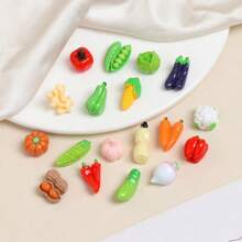 10pcs/30pcs/50pcs Mini Fruit & Vegetable Resin Decor, Pumpkin, Corn, Chili Pepper, Peanut, Ginger Resin Small Models, Tabletop Decoration, Miniature Food Toys, Photography Props, Small Landscape Accents, Home Gifts, Party Favors