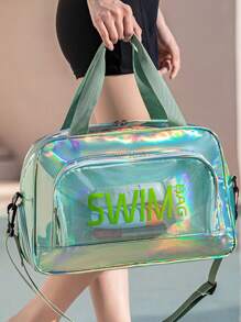 1 Peça Bolsa Grande de Moda Simples com Capacidade Ampla, Bolsa Transversal de Compartimento Único, Bolsa Separadora de Seco e Úmido, Bolsa Multibolso com Bolso Visível, Bolsa a Prova d'Água a Laser para Praia, Viagem Curta, Negócios, Viagem, Natação, Fitness, Praia, Armazenamento, Esportes, Fitness, Multiuso para Carregar Roupas, Sapatos, Cosméticos, Bolsa de Viagem, Necessidades de Viagem, Férias, Verão, Volta às Aulas, Bolsa Escolar, Bolsa Impermeável para Artigos de Higiene Pessoal