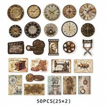 6 Packungen mit je 50 Blatt Era Silhouette Aufkleberserien, für handgefertigte Scrapbooks, DIY Kunst und Handwerk, Notizbücher, Handyhüllen, Raumdekoration, Tagebücher, Gepäck, Bücherregale, Bibliotheken, Retro Party Aufkleber, Spielzeug Aufkleber