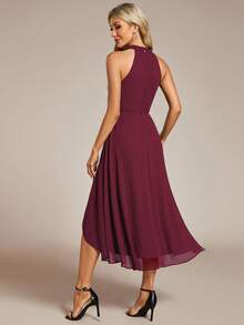 EVERPRETTY Elegant Pleated Chiffon Burgundy Bridesmaid Dresses Formal Dress Wedding Guest Gown
