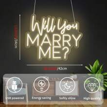 Insegna al neon "Vuoi sposarmi?" - Decorazione da parete per proposta di matrimonio e festa di fidanzamento, insegna in plastica multiuso alimentata a USB con controllo dell'interruttore, ideale per decorazioni di addio al nubilato e matrimonio