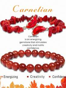 2入組卡片手鍊套裝,天然石蝴蝶吊墜水晶手鍊,為女性能量療癒石頭手鍊,為男性珠寶心願卡 - 彩色 - 查看 18