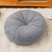 1 pieza Almohada redonda capitoneada de chenilla - Cojín grande para meditación para adultos, Tapete de yoga de poliéster brillante, Cojín para banco/silla de ventana, Uso multipropósito con bandeja para lectura