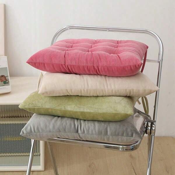 1PC Classic Washable Polyester Chair Pads With Ties - All-Season Dining Chair Cushions With Machine Washable Cover & Polyester Filling - Multipurpose Sewn Seam Square Seat Cushions For Home & Office Decor Chair Pillow Office Chair Gaming Chair