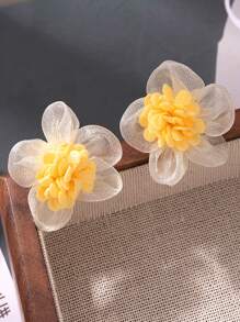 1 Pair Sheer Lace Floral Women's Earrings, Elegant For Wedding, Valentine's Day, Beach Accessories