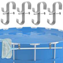Einstellbare Poolzubehör-Haken für oberirdische Pools - Kunststoff, für Laubskimmer, Poolbürste, Teleskopstangenhalter, Poolausrüstungsaufhänger, Mehrzweck-Montageorganisator, einstellbarer Halter, Poolrutenhalter, sichere und zuverlässige Schwimmbadzubehör, Strandutensilien, Strandaccessoires, Poolschwimmhilfen