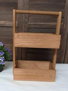 Customizable Wooden Storage Rack, Printable Text/Logo, Portable Bathroom Organizer, Decorative Countertop, Double-Tier Fruit Basket, 2-Layer Wooden Storage Shelf, Elegant Hotel/Home Decor Rack, Multifunctional Storage, High-End Wooden Goods, Luxurious Cosmetic Organizer, Bath Bottles And Cup Holder