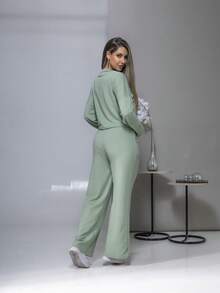 Sweatshirt Set Long Sleeve Blouse And Pants C3028 - verde menta - Ver 4