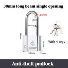 30/40/50mm Heavy-Duty Metal Padlock With 4 Keys - Rustproof, Waterproof, Anti-Theft - Durable And Secure, Suitable For Dorm, Warehouse, Gate, Fence, Farm, Garage - Outdoor Use, Sturdy, Door Lock Fittings | Durable Padlock | Corrosion Resistant Metal, Single Lock Door