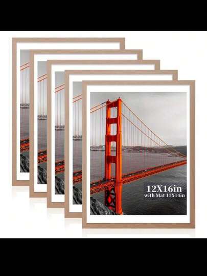 12x16 英寸黑色木质相框套装（5/3/2/1），可展示 11x14 尺寸的照片（带衬垫）或 12x16 尺寸的照片（不带衬垫），墙面画廊相框，可垂直和水平悬挂，衬垫随机发货，不含相纸，适合生日毕业礼物