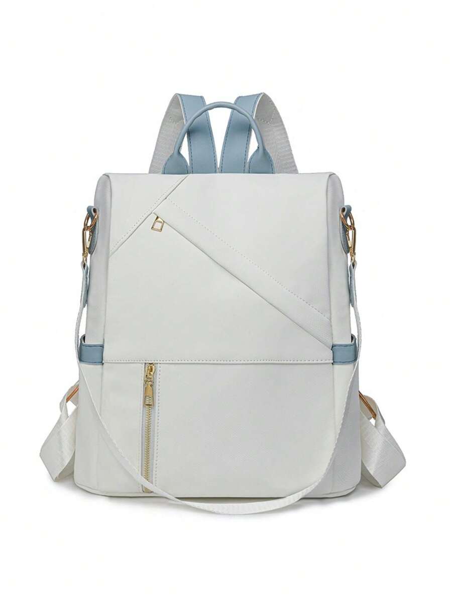 Women Fashion PU Laptop Backpack Bag Anti-Theft Waterproof 019 - 藍色 - 查看 1