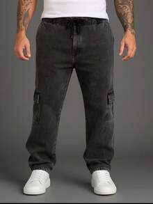 Cargo Pants Skate Khaki Streetwear Retro 6 Bags Aesthetic Pinterest Tumblr Cuffless - màu xám khói - Xem 2