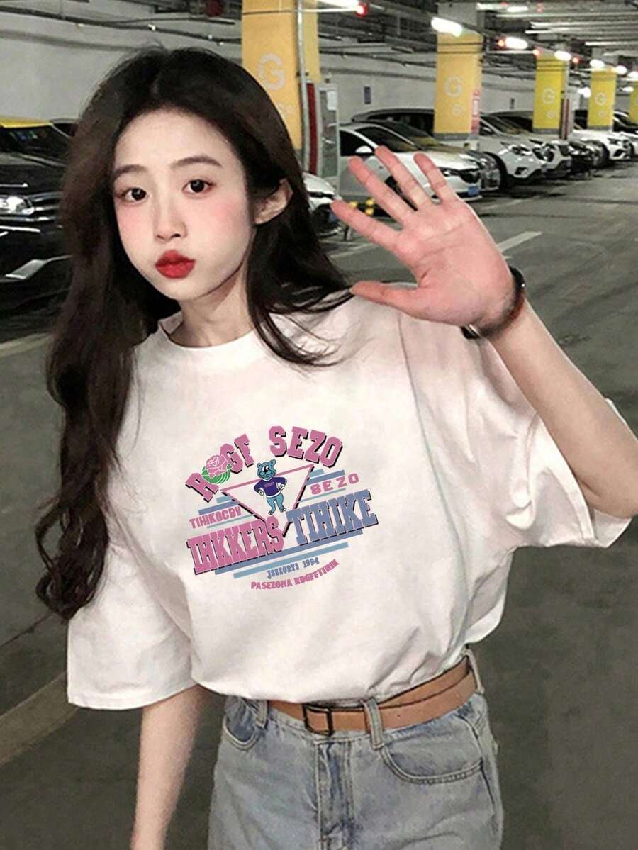 200g Pure Cotton T-Shirt 2025 Summer Ladies New Short Sleeve Pure Cotton Holiday Pattern Short Sleeve Round Neck Couple Wear Small Shirt Tops - 白色 - 查看 1