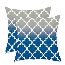 2件100%涤纶纤维枕套，抽象简约几何图案，波西米亚风格，适合装饰沙发、客厅、房间、户外露台和庭院。单面印花，不含枕芯（16英寸*16英寸、18英寸*18英寸、20英寸*20英寸）