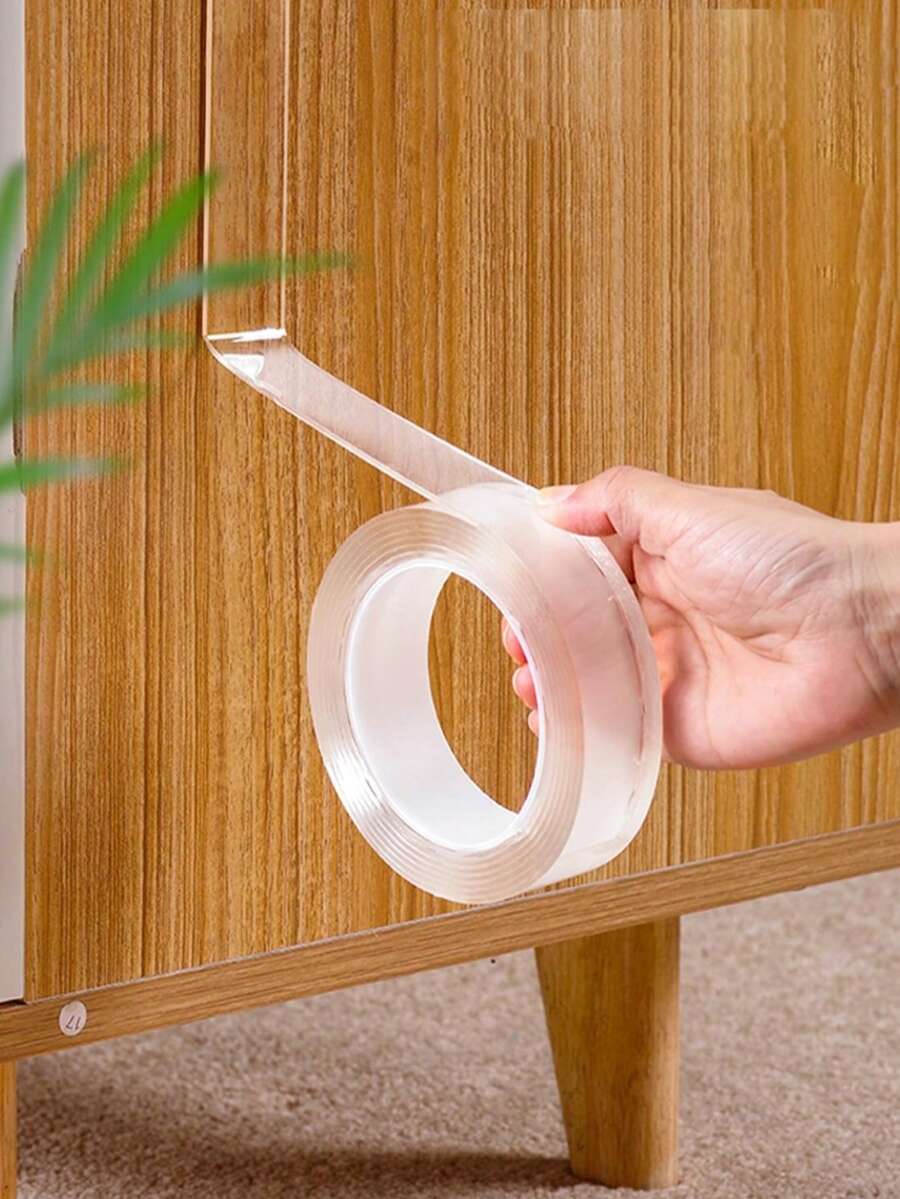 1 Gulungan Pita Perekat Dua Sisi Serbaguna, Perekat Karet Tahan Lama yang Mudah Digunakan untuk Dekorasi Ruangan, Stiker Dinding, Stiker Personalisasi - Clear - View 1