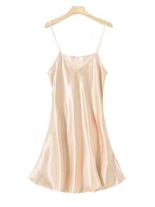 1pc Custom Women's Spaghetti Strap Nightgown, Faux Silk Material, Icy Silk Skirt, Homewear Camisole Dress, V-Neck Sleeveless Slip Dress, Comfortable Satin Sleepwear, Suitable For Beauty Salon, Hotel, Sports, Home And Other Occasions, Can Also Be Used As Towel, Skincare - Multicolor - View 11