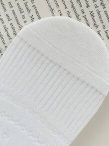 5 Pairs Women Solid Color Boat Socks, Invisible Silicone Non-Slip Breathable Hollow Out Thin Casual Socks