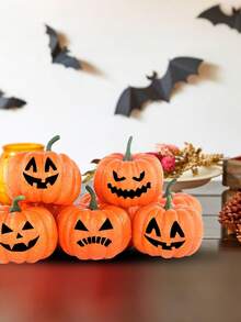 6 件人造逼真仿真迷你南瓜，仿真南瓜万圣节派对装饰道具，万圣节感恩节家居装饰节日万圣节感恩节秋收家居装饰最佳礼物生日毕业 - 橘色 - 查看 5