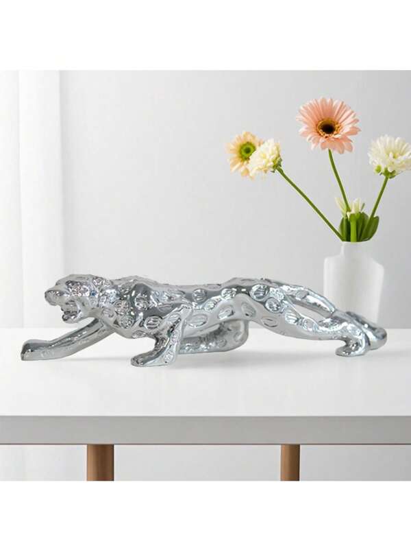 5pcs Resin Leopard Sculpture In Assorted Colors, Ideal Home Decor Animal Figurine For Living Room, Desk, Cabinet, Holiday Gift And Tabletop Decoration