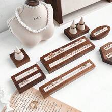 1个胡桃木首饰架，指尖/六边形设计，可作首饰展示架，送给女朋友的礼物，女士订婚戒指收纳架，旅行必备，返校宿舍收纳，秋季装饰 - 彩色 - 查看 7