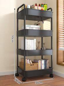 1pc 2-Tier Rolling Storage Cart - PP Material, Multipurpose For Office, Kitchen, Bathroom And Bedroom Organization Outdoor Decor