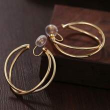1 Pair Exaggerated Double-Layer Rotatable Large Circle Ear Clip With Cool And Metallic Mosquito Coil Without Ear Hole Earrings Cross Rotating Coil Ear Clip Fashionable Ring