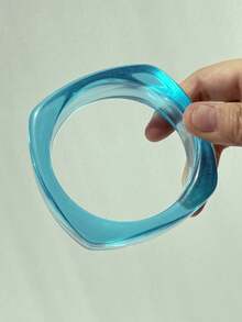 1 件闪亮透明绿色和蓝色扎染几何不对称树脂手链，夏季海滩度假装饰 - 彩色 - 查看 19