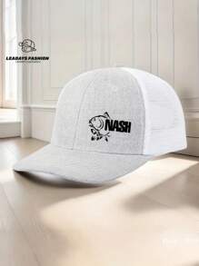 1 Piece Adjustable Dad Hat Truck Driver Baseball Cap, Printed With "NASH" Fish Pattern - Lightweight, Breathable, Suitable For Daily Leisure And Outdoor Sports - Ideal Father'S Day Gift, Casual Headwear, Camping, Picnic, Sports Cap