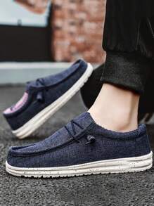 Mocassini casual da uomo in lino traspirante slip-on, scarpe da barca leggere e comode, versatili