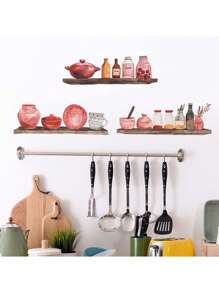 Kitchen Stickers/Decorative Stickers Kitchen Supplies Shelf Stickers Waterproof And Dustproof Stickers, 1 Piece Pvc Material Removable Wear-Resistant Stickers, Wall Stickers 15.3*15.3 Inches, Suitable For Kitchen Decoration, Wall Decoration, Restaurant Decoration, Interesting Birthday Gifts, Graduation Gifts, Make Your Home A New Look