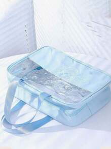 1 peça Bolsa de Maquiagem Monograma PVC Transparente, Organizador de Maquiagem Portátil à Prova d'Água, Bolsa de Transporte de Artigos de Higiene Pessoal de Chuveiro para Mulheres (Letra A~Z), Um Presente para a Mãe, Itens Essenciais de Bolsa de Praia, Acessórios de Férias, Nécessaire de Viagem de Cosméticos para o Dia dos Namorados, Nécessaires de Zíper para Suprimentos de Unhas