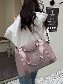 棕色可折叠行李收纳袋，轻便大容量，适合旅行、周末出行、过夜物品、周末包、医院包、背包、学习用品等。 - 棕色 - 查看 6