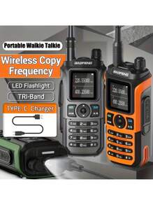 Walkie Talkie, Portable Multi Band Walkie Talkie, Handheld Wireless Copy Frequency Intercom, Type-C Rechargeable Walkie Talkie, Two Way Radio, High Power And Large Capacity