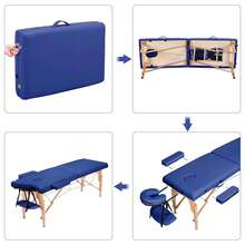 Massage Table Portable Lash Beds Spa Bed Massage Couch Foldable Spa Tables Adjustable 2 Fold With Non-Woven Bag 24 Inch, Black - 藍色 - 查看 7