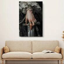 1pc Framed Canvas Wall Art, Victorian Decor Woman Sword Print, Moody Victorian Wall Art Decor, Woman With Sword Art Print, Dark Moody Antique Canvas Poster Painting Wall Decor, Ideal Gift For Bedroom Living Room Hallway Dorm, Ready To Hang - Nhiều màu - Xem 5